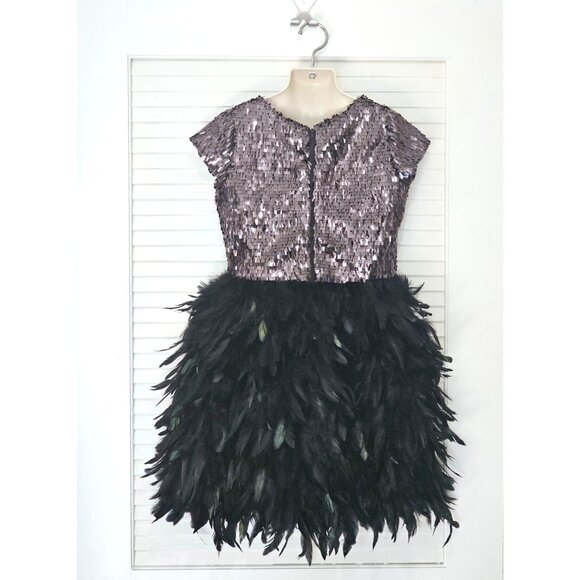 Chasing Fireflies Girl's Black Sequin Feather Dress Size 10 1925 - Picture 6 of 9